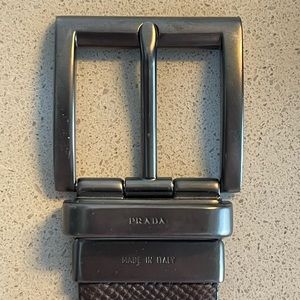 PRADA Reversible Black and Brown Leather Belt